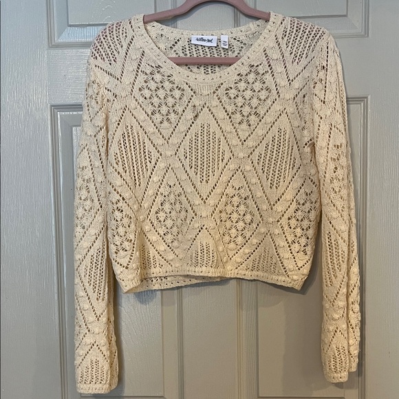 Willow + Root Buckle Cream Diamond Pattern Boho Knit Top Xsmall - Picture 6 of 6